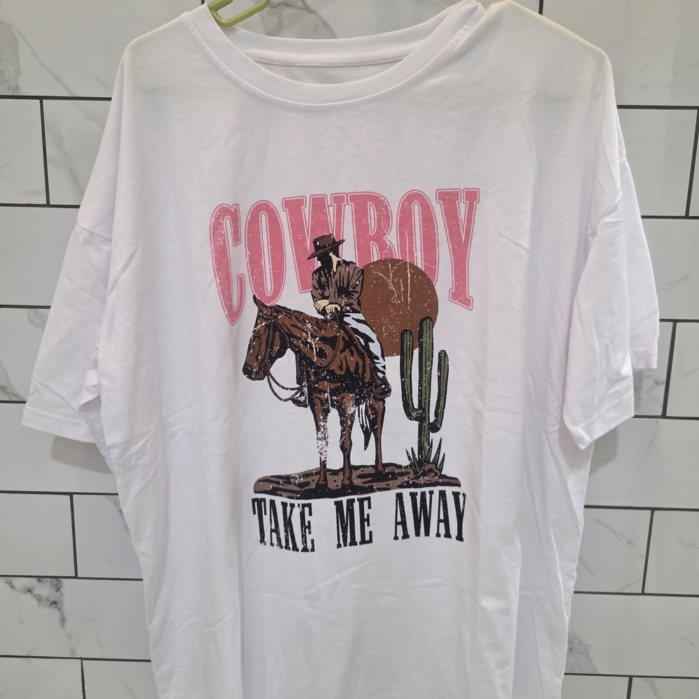 White Cowboy Graphic T-Shirt.  NWOT